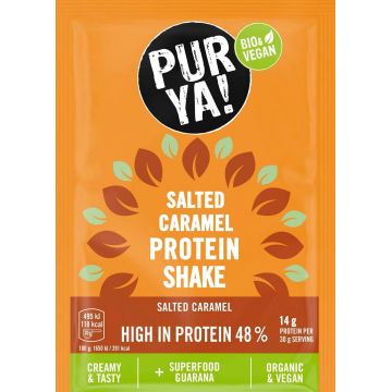 Pulbere pentru shake proteic cu caramel sarat, 48% proteina, bio,30g Pur Ya