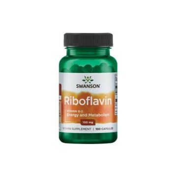 Riboflavin Vitamin B - 2 ( Riboflavină ), 100 mg, 100 capsule, Swanson