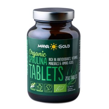 Spirulină ecologică, 200 tablete, Maya Gold