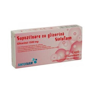 Supozitoare cu glicerină pentru copii 1500 mg, 12 supozitoare, Sintofarm