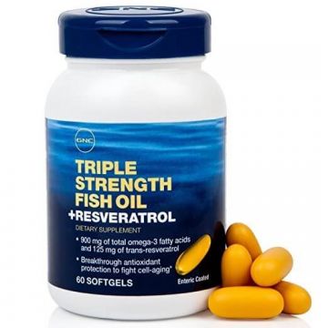 Triple Strength Ulei de Peste si Resveratrol (883411), 60 capsule, GNC