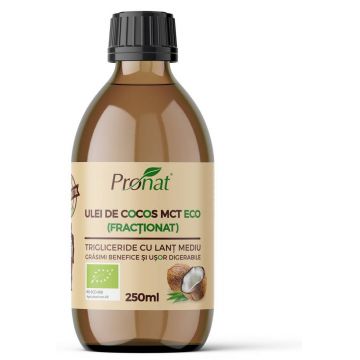 Ulei de cocos MCT, eco-bio, 250 ml, Pronat Ulei de cocos MCT, eco-bio, 250 ml, Pronat