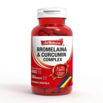 Bromelaina si Curcumin complex, 60 capsule, AdNatura