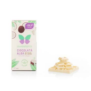 Ciocolata alba cu cocos si indulcitor din stevia, 100 gr, Sweeteria