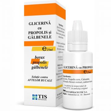 Glicerina cu propolis și galbenele, 25 ml, Tis Farmaceutic