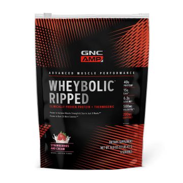 Gnc Amp Wheybolic Ripped, Proteina Din Zer, Cu Aroma De Crema De Capsuni, 477 G