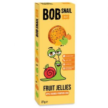 Jeleu natural din mere, mango, dovleac si chia, 27 g, Bob Snail