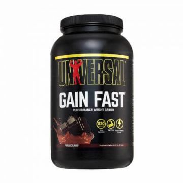 Pudra proteica tip gainer Gain Fast, Ciocolata, 2300 g, Universal