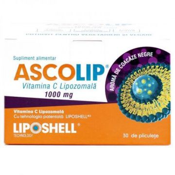 Vitamina C Lipozomala cu aroma de coacaze, 1000 mg, 30 plicuri, Liposhell