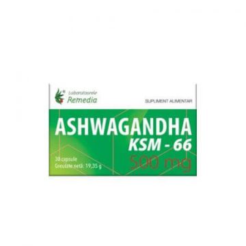 Ashwagandha KSM-66, 500 mg, 30 caps, Remedia