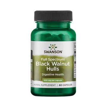 Black Walnut Hulls, Coaja de nuca neagra, 500 mg, 60 capsule, Swanson