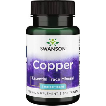 Chelated Copper, Cupru Chelat, 2 mg, 300 tablete, Swanson