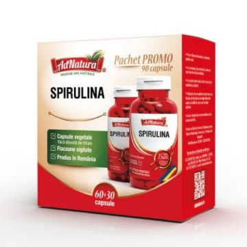 Pachet Spirulina, 60 + 30 capsule, AdNatura