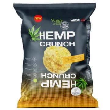 Snack proteic bio cu aroma de branza Hemp Crunch, 100 g, Veggy Crush