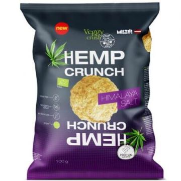 Snack proteic bio cu sare de himalaya Hemp Crunch, 100 g, Veggy Crush