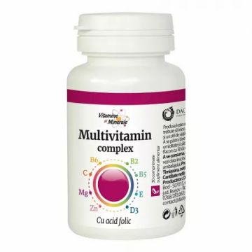 Complex de multivitamine cu acid folic 30 comprimate Dacia Plant