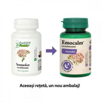 Emocalm cu Melatonina Somnofort, 60 comprimate, Dacia Plant (Concentratie: 601.5 mg)