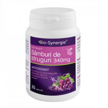 Extractul de samburi de struguri 340mg, 30 capsule, Bio Synergie (Gramaj: 30+30 capsule)