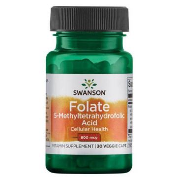 Folat 800 mcg (acid 5-metiltetrahidrofolic) 30 capsule - Swanson