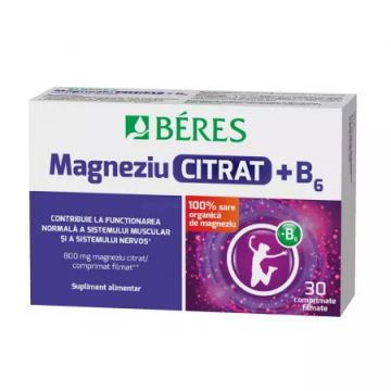 Magneziu Citrat + B6 30 comprimate filmate Beres Pharmaceuticals