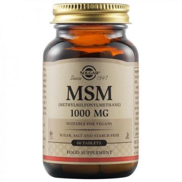 MSM 1000mg, 60 tablete, Solgar (Gramaj: 60 capsule, Concentratie: 1000 mg)
