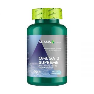 Omega 3 1000 mg Adams Vision 90 capsule gelatinoase moi. Omega 3 1000 mg Adams Vision 90 capsule gelatinoase moi.
