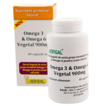 Omega 3 si 6 vegetal 900 mg Hofigal 40 capsule (Concentratie: 900 mg)