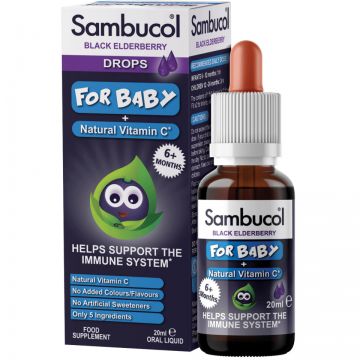 Picaturi orale bebelusi, cu soc negru si Vitamina C, Sambucol Baby Drops (Gramaj: 20 ml)
