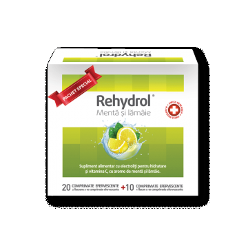 Rehydrol Menta si Lamaie 2fl x 10cpr.eff + 10cpr eff cadou MBA Pharma