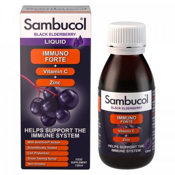 Sambucol Sirop Immuno Forte + Vit. C + Zin (Gramaj: 120 ml)