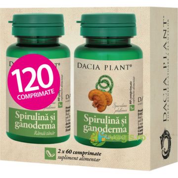 Spirulina si Ganoderma Dacia Plant 60+60 comprimate (Concentratie: 500 mg)