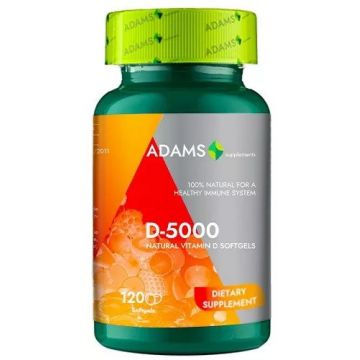 Vitamina D 5000 naturala Adams Vision 120 capsule gelationase moi
