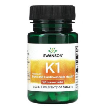 Vitamina K-1 (Filochinona) 100mcg, 100 tablete - Swanson