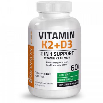 Vitamina K2 + Vitamina D3 60 capsule Bronson (Concentratie: 60 capsule)