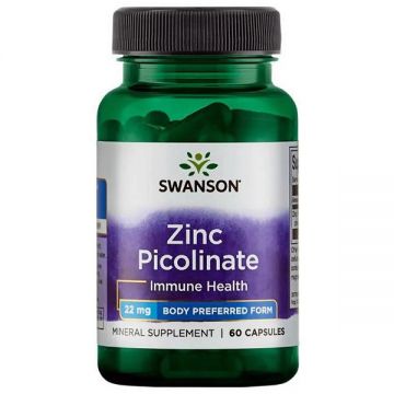 Zinc Picolinat 22 mg, 60 capsule, Swanson (Concentratie: 60 capsule)