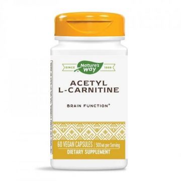 Acetyl L-Carnitine 500mg Natures Way, 60 capsule, Secom (Concentratie: 500 mg)