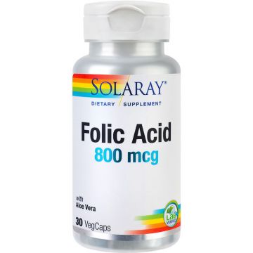 Acid Folic 800 mcg SECOM Solaray 30 capsule (Ambalaj: 30 capsule, TIP PRODUS: Suplimente alimentare, Concentratie: 800 mcg)