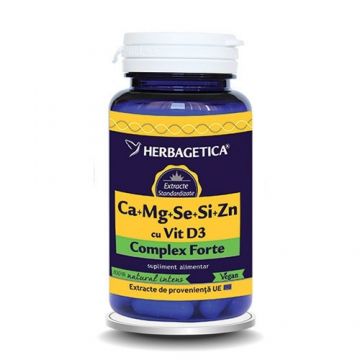 Ca+Mg+Se+Si+Zn Organice cu Vitamina D3 Herbagetica (Ambalaj: 30 capsule, TIP PRODUS: Suplimente alimentare)