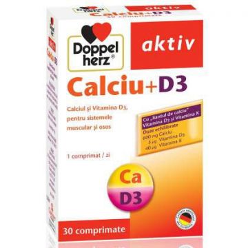 Calciu cu D3 DoppelHerz 30 tablete (Concentratie: 600 mg)
