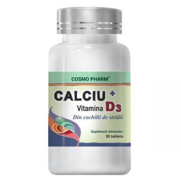 Calciu cu Vitamina D3 Cosmopharm tablete (Ambalaj: 30 capsule, Concentratie: 500 mg)