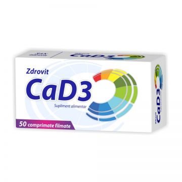Calciu plus Vitamina D3 Zdrovit 50 comprimate (TIP PRODUS: Suplimente alimentare, Concentratie: 200 mg)