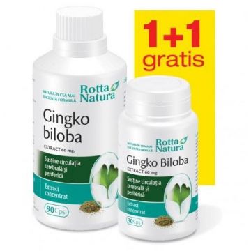 Gingko Biloba 60 mg Rotta Natura capsule (Concentratie: 60 mg, Ambalaj: 90 + 30 capsule)
