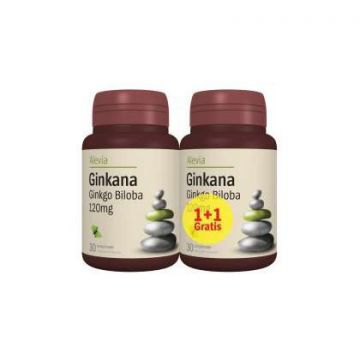 Ginkana (Ginkgo Biloba) 120 mg Alevia 30+30 comprimate (Concentratie: 120 mg)