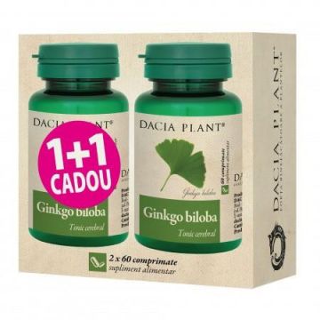 Ginkgo Biloba 100 mg Dacia Plant 60+60 comprimate (Concentratie: 100 mg)