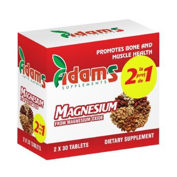 Magneziu 375 mg Adams Vision (Concentratie: 375 mg, Ambalaj: 30+30 tablete)