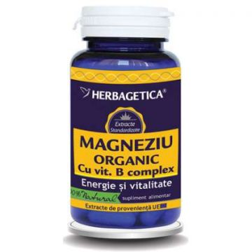 Magneziu Organic cu vitamine B Herbagetica capsule (Ambalaj: 30 capsule, TIP PRODUS: Suplimente alimentare, Concentratie: 100 mg)