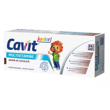 Multivitamine Cavit junior, 20 tablete maticabile, Biofarm (Aroma: vanilie)