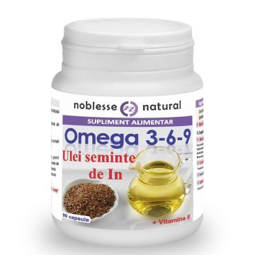 Omega 3-6-9 Ulei din semințe de în 500 mg și Vitamina E,Noblesse (Gramaj: 30 capsule)