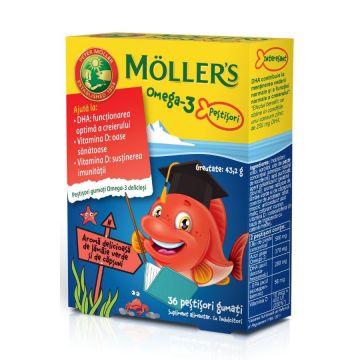 Omega-3 Pestisori 36 jeleuri Mollers (Aroma: Aroma de lamai si capsuni)