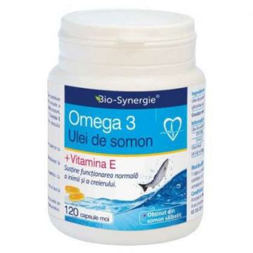 Omega 3 ulei de somon 1000 mg + vitamina E, Bio-Synergie (Ambalaj: 120 capsule, Concentratie: 1000 mg)